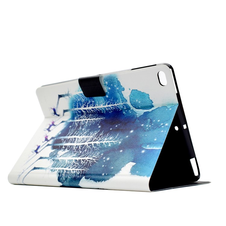 Patterned Leather Card Holder Stand Flip Case for iPad Air 2 / Air / iPad 9.7-inch (2017) - Winter Forest-4