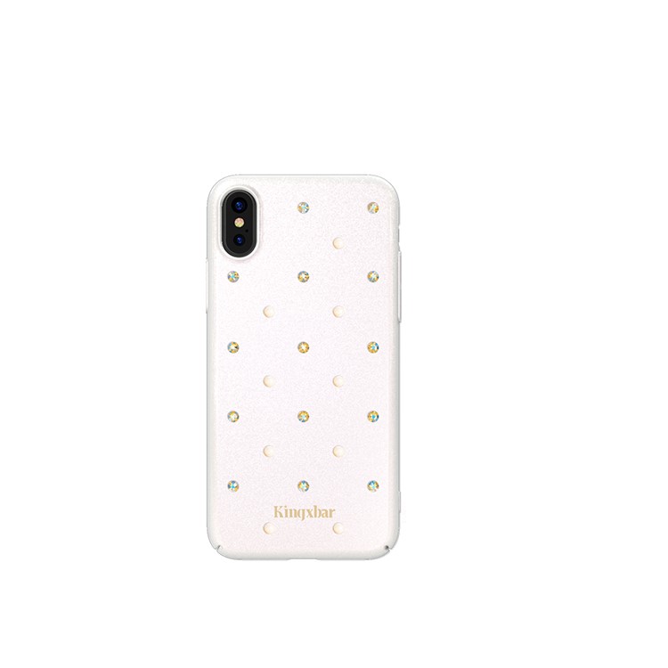 

KINGXBAR Authorized Swarovski Charming Series Rhinestone Decor PC Mobile Phone Casing for iPhone X - White / Light Colorado Topaz 246 SHIM + Crystal Nacre HF 001 291
