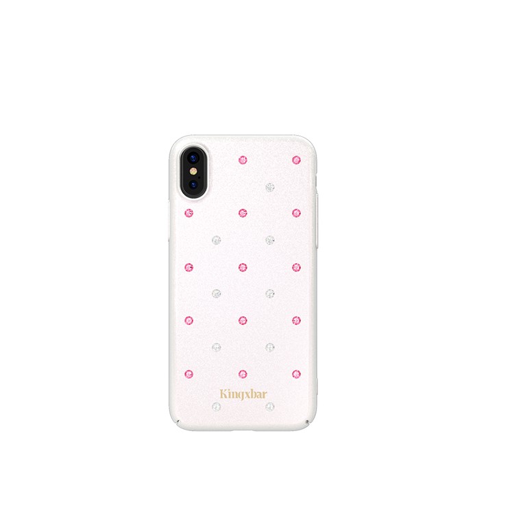 

KINGXBAR Authorized Swarovski Charming Series Rhinestone Decor PC Back Cover for iPhone X - White / Rose 209 + Crystal 001