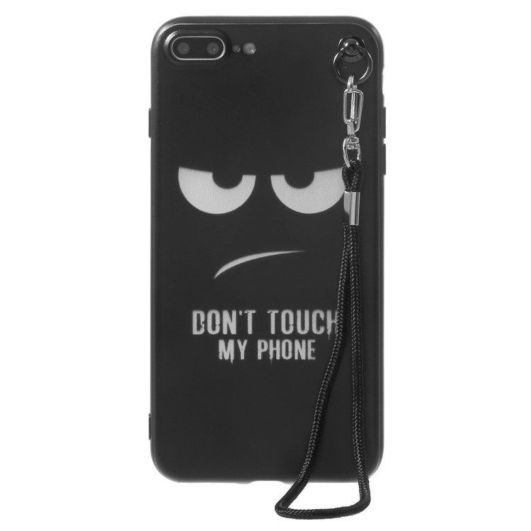 Pattern Printing TPU Gel Case for iPhone 8 Plus / 7 Plus with Lanyard - Do Not Touch My Phone-2