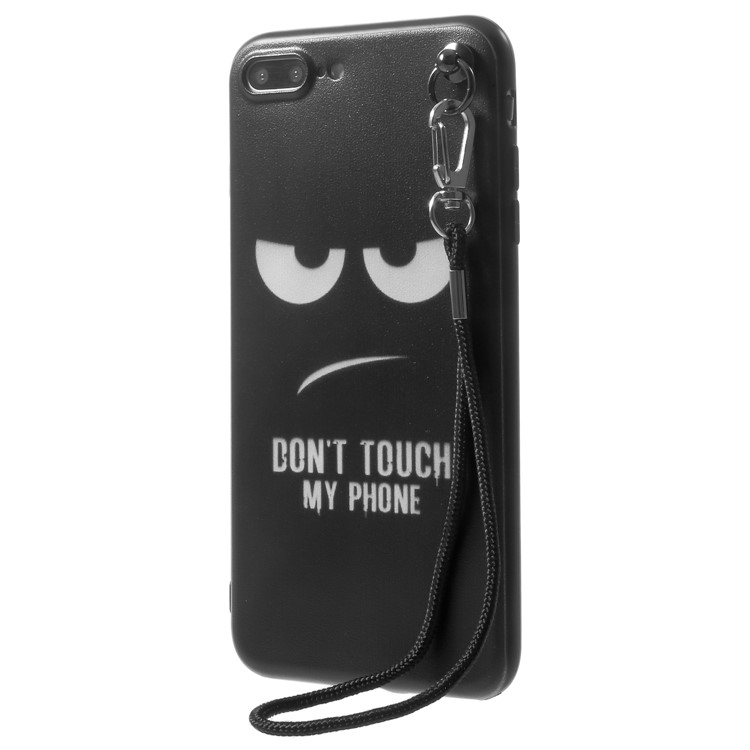 Pattern Printing TPU Gel Case for iPhone 8 Plus / 7 Plus with Lanyard - Do Not Touch My Phone-3