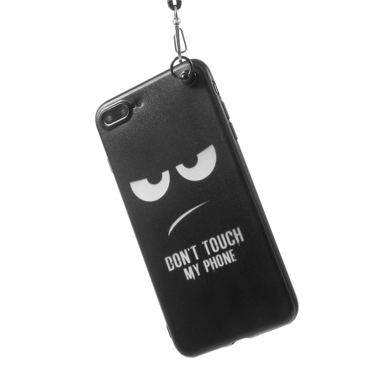 Pattern Printing TPU Gel Case for iPhone 8 Plus / 7 Plus with Lanyard - Do Not Touch My Phone-5