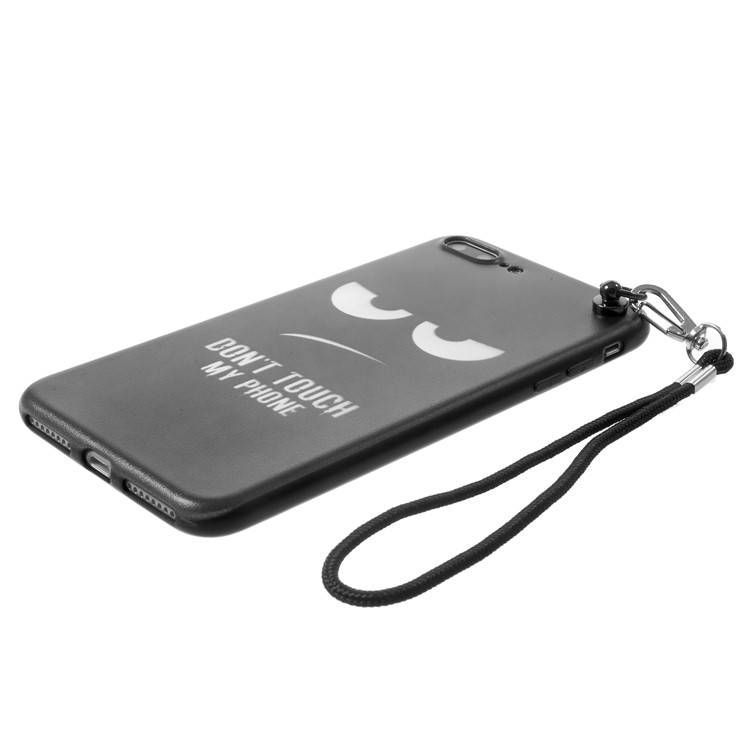 Pattern Printing TPU Gel Case for iPhone 8 Plus / 7 Plus with Lanyard - Do Not Touch My Phone-6