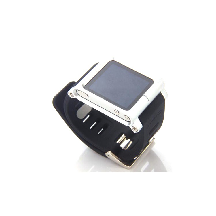 

Silicone Wrist Strap + Aluminum Alloy Watch Cover for iPod Nano 6 - Silver, Other Apple Models