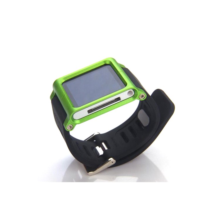 

Silicone Wrist Band + Aluminum Alloy Watch Protection Case for iPod Nano 6 - Green, Other Apple Models