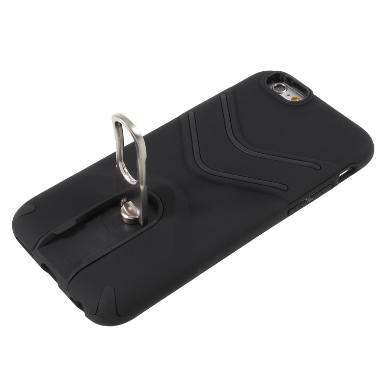 TPU PC 2-piece Hybrid Cover with Metal Kickstand for iPhone 6s/6 4.7 - Black-4