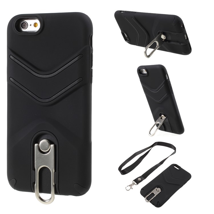 TPU PC Slim Hybrid Cover with Metal Kickstand for iPhone 6s Plus/6 Plus 5.5 inch - Black-1