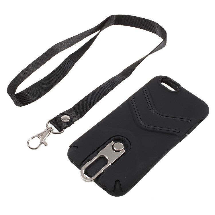TPU PC Slim Hybrid Cover with Metal Kickstand for iPhone 6s Plus/6 Plus 5.5 inch - Black-8