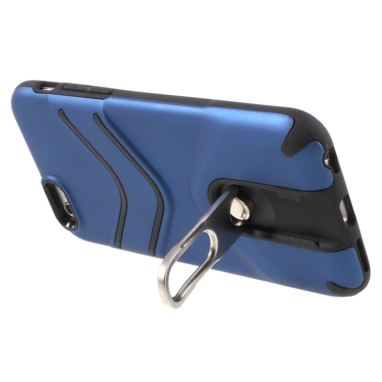TPU + Plastic Hybrid Mobile Casing with Metal Kickstand for iPhone 6s Plus/6 Plus 5.5 inch - Blue-4