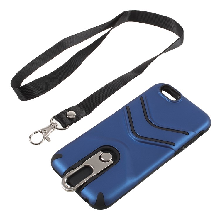 TPU + Plastic Hybrid Mobile Casing with Metal Kickstand for iPhone 6s Plus/6 Plus 5.5 inch - Blue-5