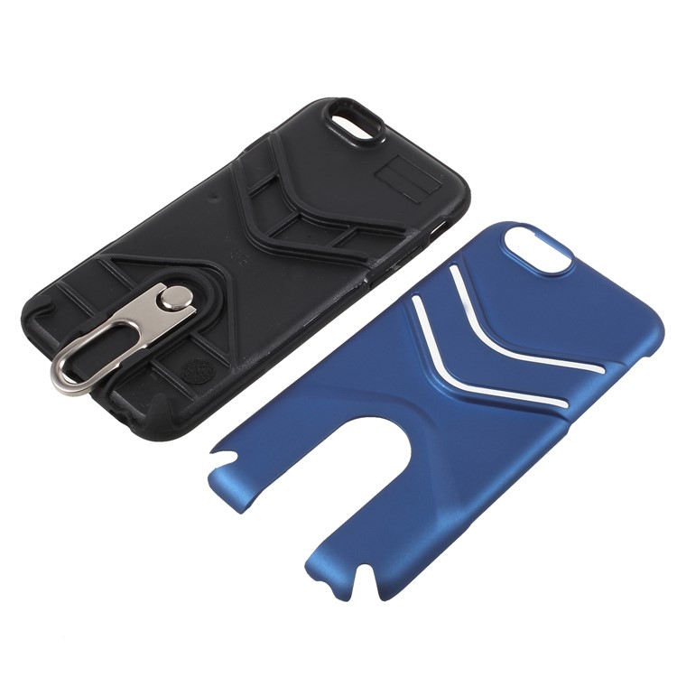 TPU + Plastic Hybrid Mobile Casing with Metal Kickstand for iPhone 6s Plus/6 Plus 5.5 inch - Blue-6