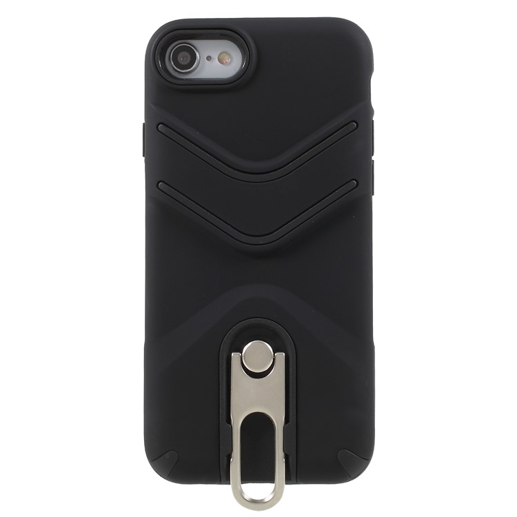 TPU PC Slim Hybrid Cover with Metal Kickstand for iPhone 8 / 7 4.7 inch - Black-3