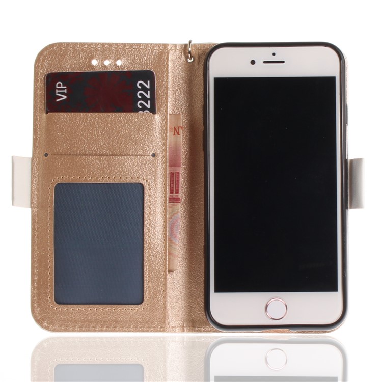 Hand Painted Imprint Butterfly Leather Wallet Phone Casing Cover for iPhone 8 / 7 4.7 inch - White-10