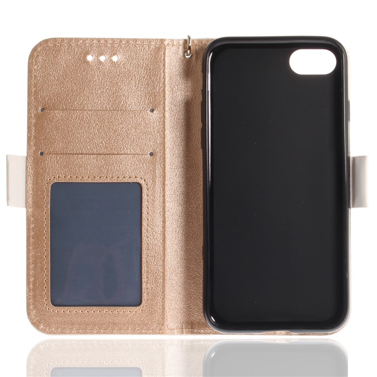Hand Painted Imprint Butterfly Leather Wallet Phone Casing Cover for iPhone 8 / 7 4.7 inch - White-11