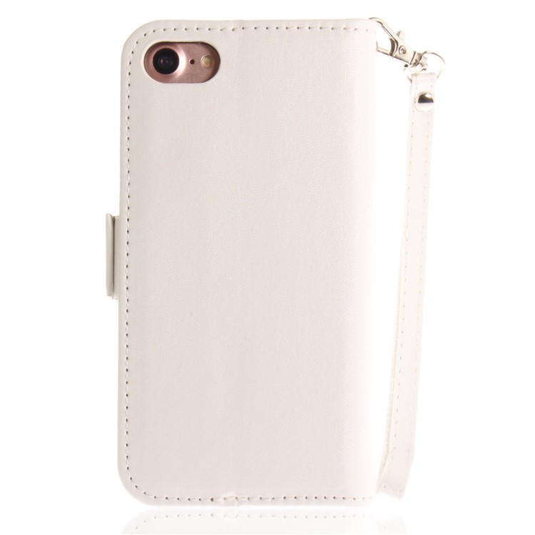 Hand Painted Imprint Butterfly Leather Wallet Phone Casing Cover for iPhone 8 / 7 4.7 inch - White-3