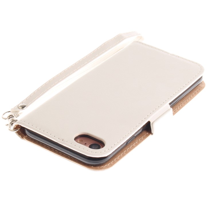 Hand Painted Imprint Butterfly Leather Wallet Phone Casing Cover for iPhone 8 / 7 4.7 inch - White-7