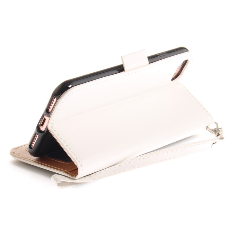 Hand Painted Imprint Butterfly Leather Wallet Phone Casing Cover for iPhone 8 / 7 4.7 inch - White-9