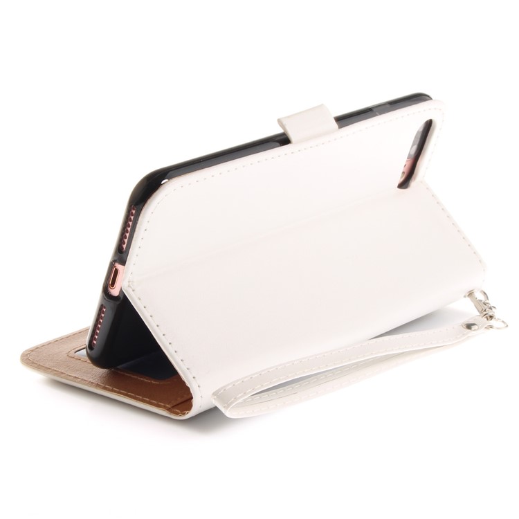 Hand-painted Butterfly Pattern Leather Wallet Case with Strap for iPhone 8 Plus / 7 Plus - White-9