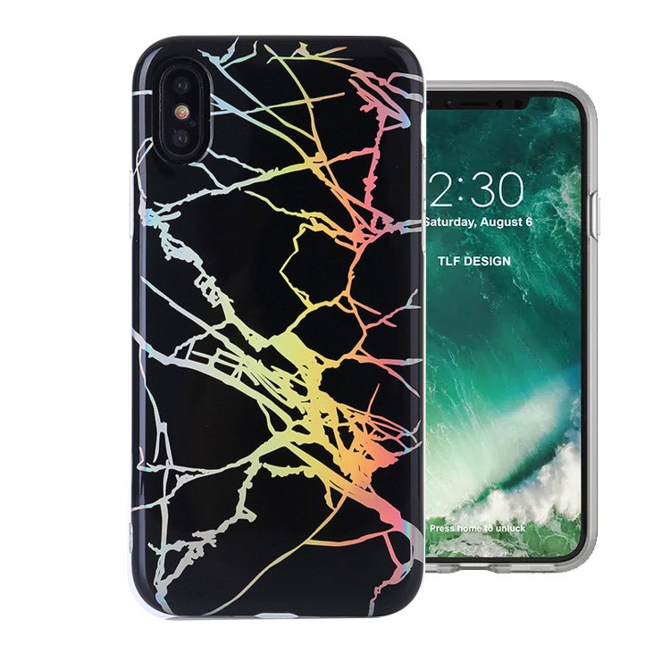 Marble Pattern IMD Soft TPU Case for iPhone X - Black-1