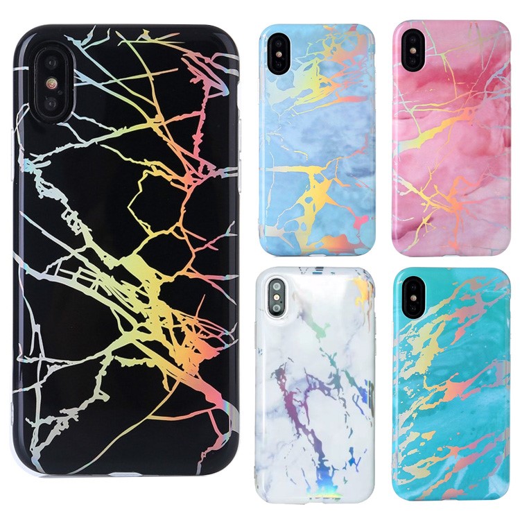 Marble Pattern IMD Soft TPU Case for iPhone X - Black-2