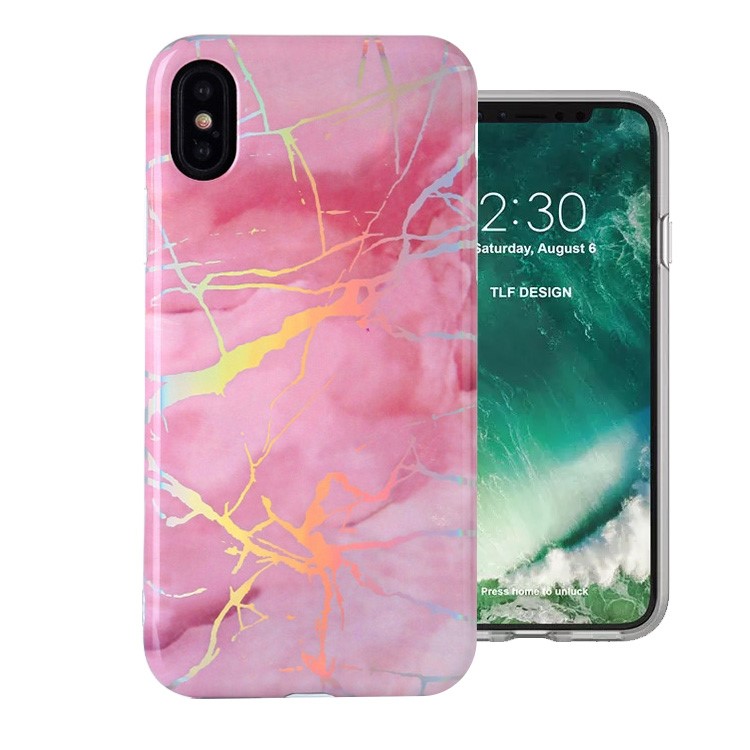 

Мраморная Модель IMD Мягкая Оболочка TPU Для Iphone X - Розовый