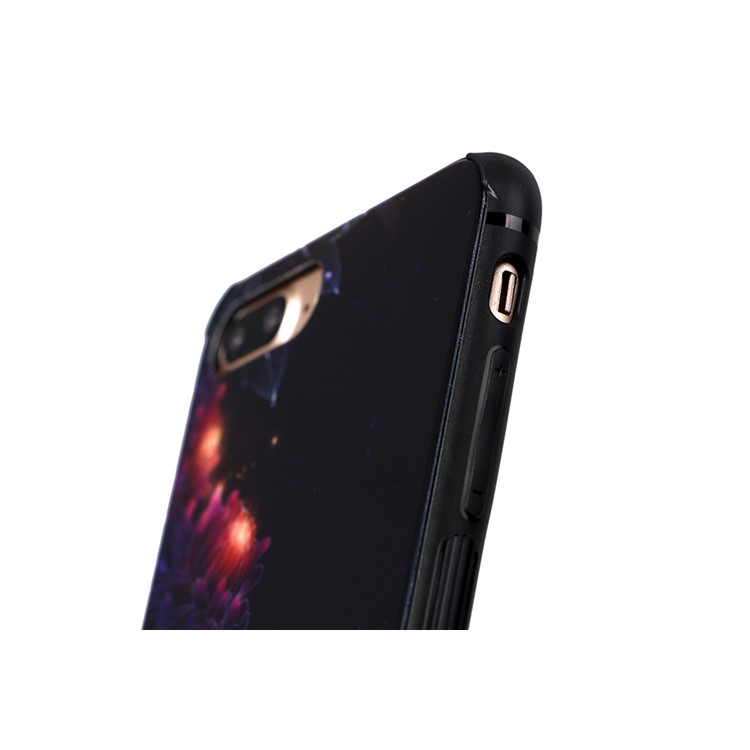 9H Tempered Glass Back + Soft TPU Edges Mobile Phone Cover for iPhone 8 Plus / 7 Plus - Gradient Flower-10