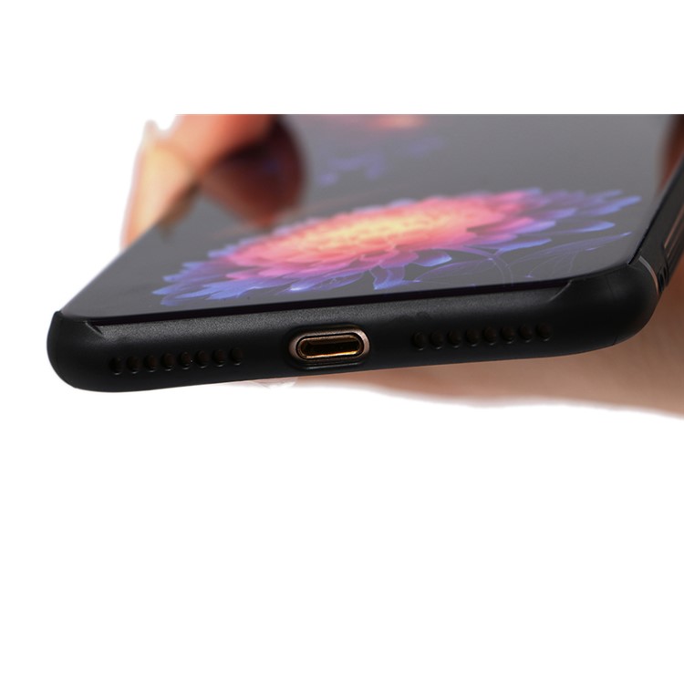 9H Tempered Glass Back + Soft TPU Edges Mobile Phone Cover for iPhone 8 Plus / 7 Plus - Gradient Flower-12