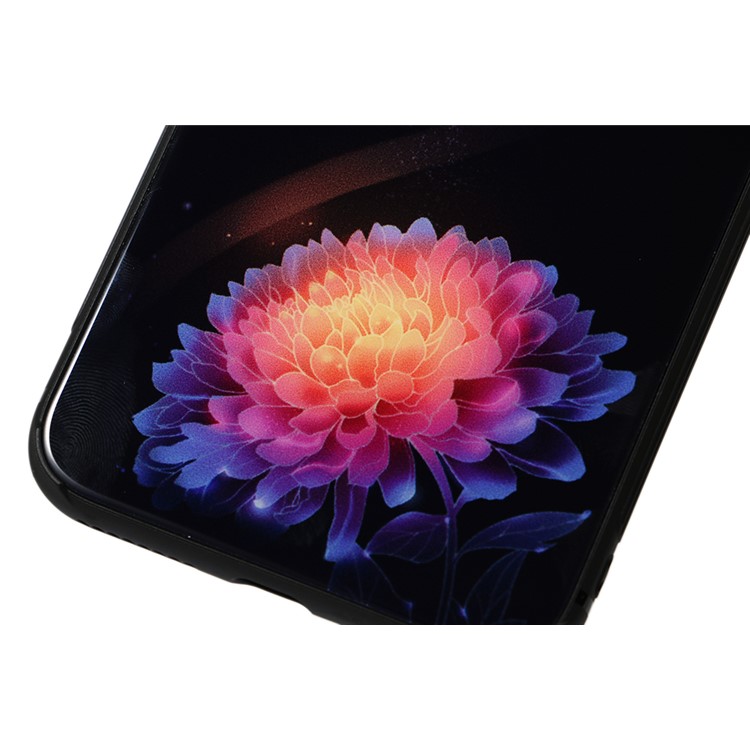 9H Tempered Glass Back + Soft TPU Edges Mobile Phone Cover for iPhone 8 Plus / 7 Plus - Gradient Flower-6