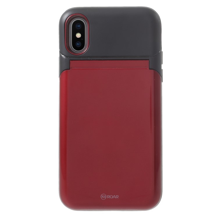 ROAR KOREA PC + TPU Protective Mirror Case with Kickstand for iPhone X - Red-3