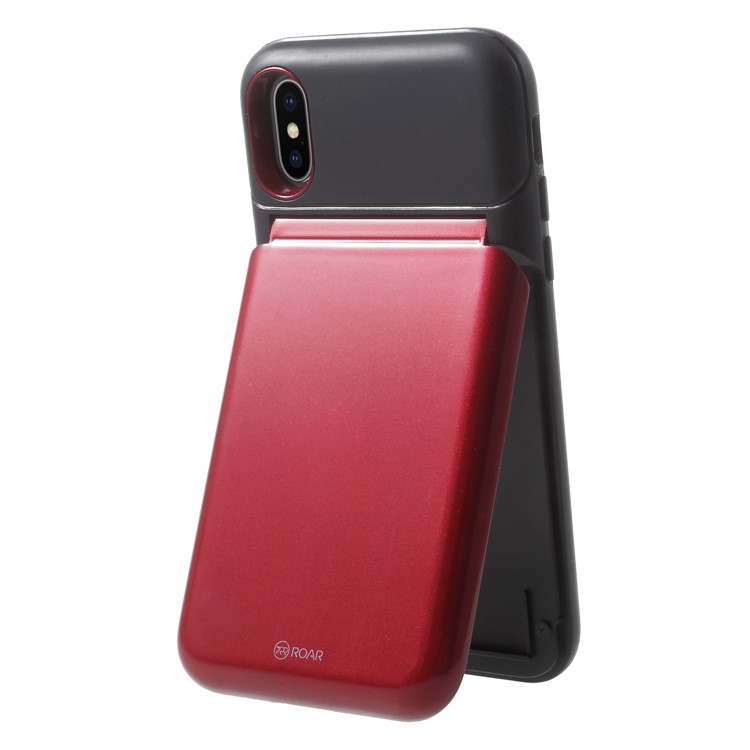 ROAR KOREA PC + TPU Protective Mirror Case with Kickstand for iPhone X - Red-5