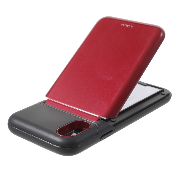 ROAR KOREA PC + TPU Protective Mirror Case with Kickstand for iPhone X - Red-7