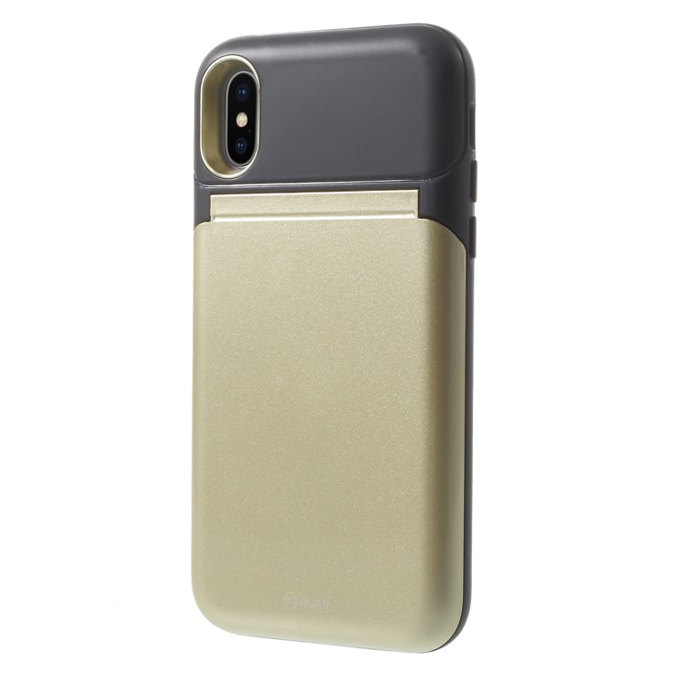 ROAR KOREA PC + TPU Protective Mirror Mobile Phone Case with Kickstand for iPhone X - Gold-3