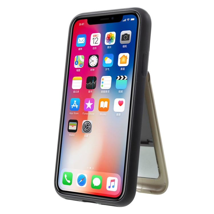 ROAR KOREA PC + TPU Protective Mirror Mobile Phone Case with Kickstand for iPhone X - Gold-4