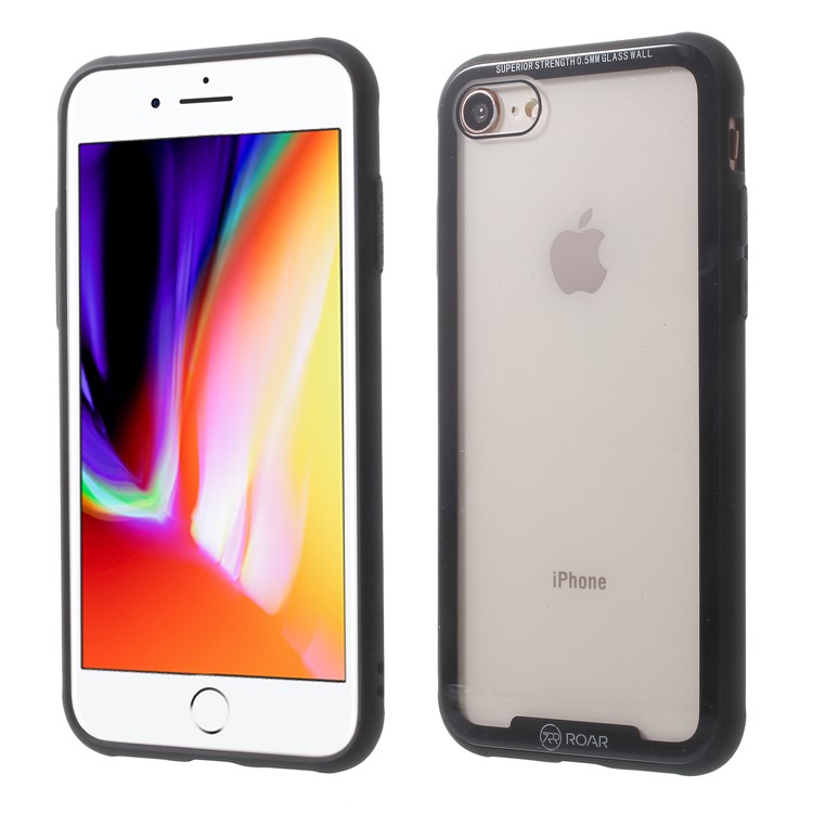 ROAR KOREA Tempered Glass + Drop-proof TPU Hybrid Back Case for iPhone 8/7 - Black-1