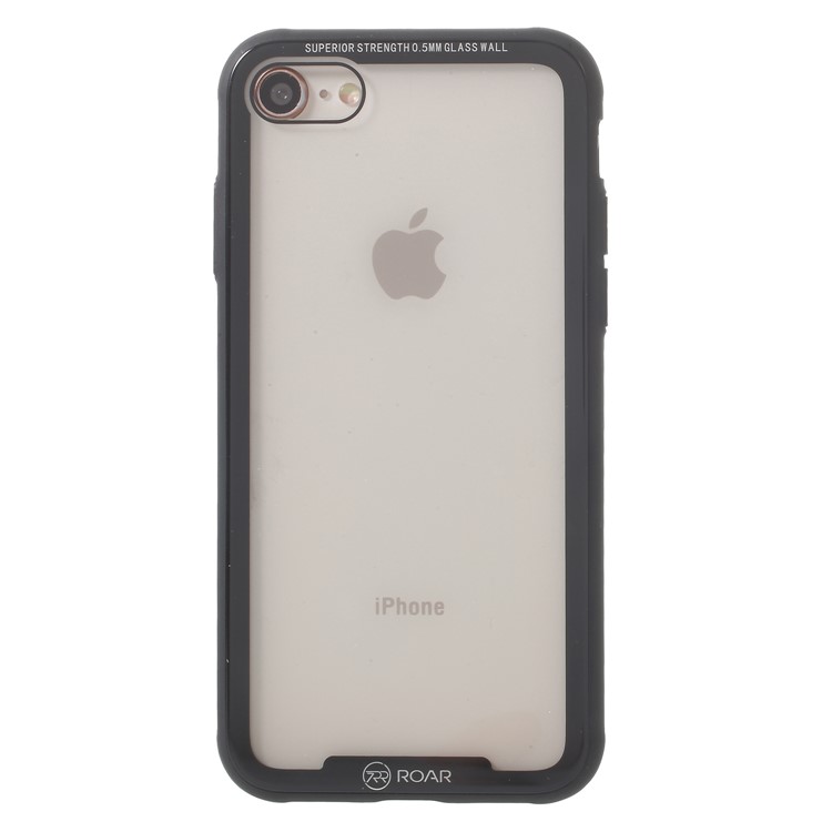 ROAR KOREA Tempered Glass + Drop-proof TPU Hybrid Back Case for iPhone 8/7 - Black-2