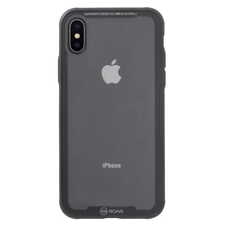 ROAR KOREA Tempered Glass + Drop-proof TPU Hybrid Back Case for iPhone X - Black-2