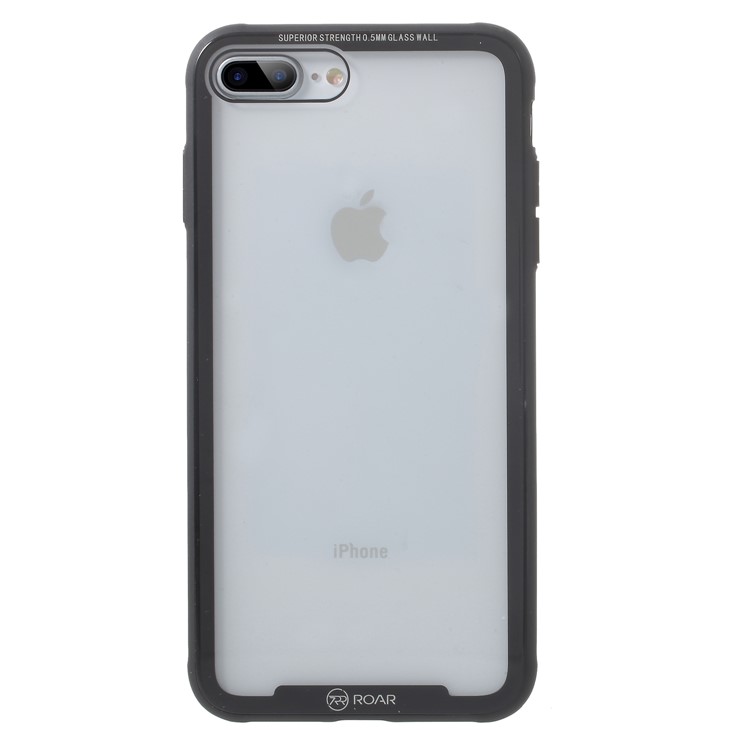 ROAR KOREA Tempered Glass + Drop-proof TPU Hybrid Back Case for iPhone 8 Plus / 7 Plus - Black-2
