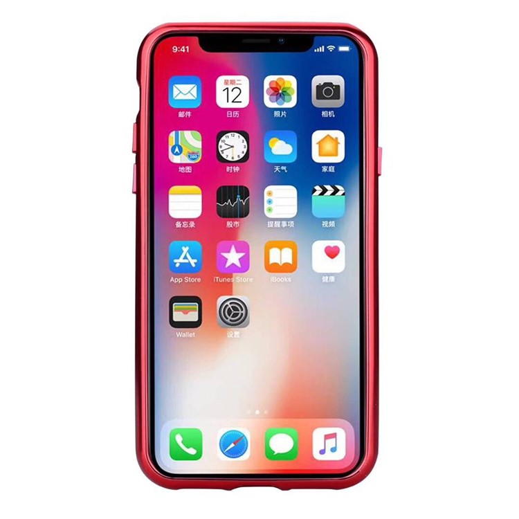 Detachable 2-in-1 Glittery Sequins PC Back + Electroplating PC Edge Case for iPhone X - Red-2