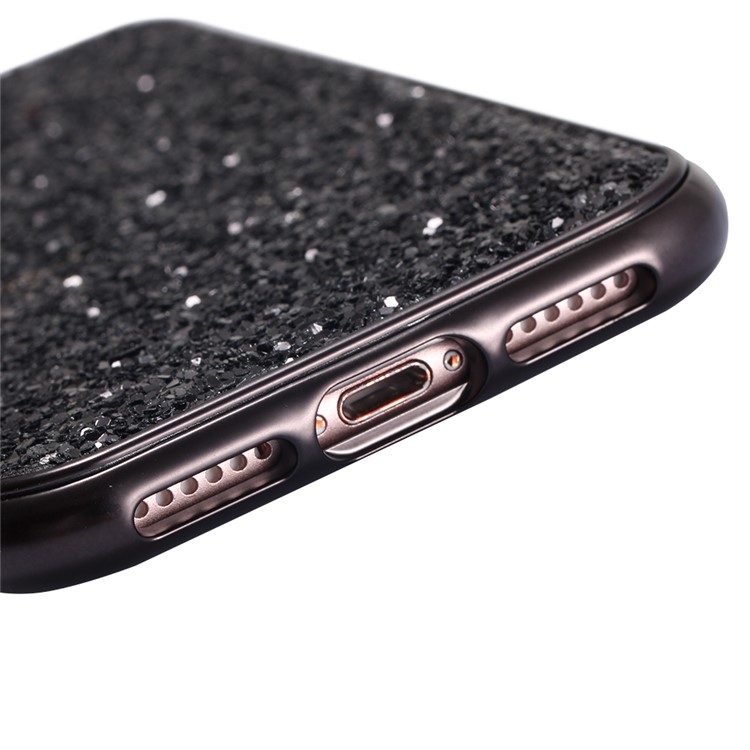 Glittery Sequins Coated Electroplating Hard Case for iPhone 8/7 - Black-4