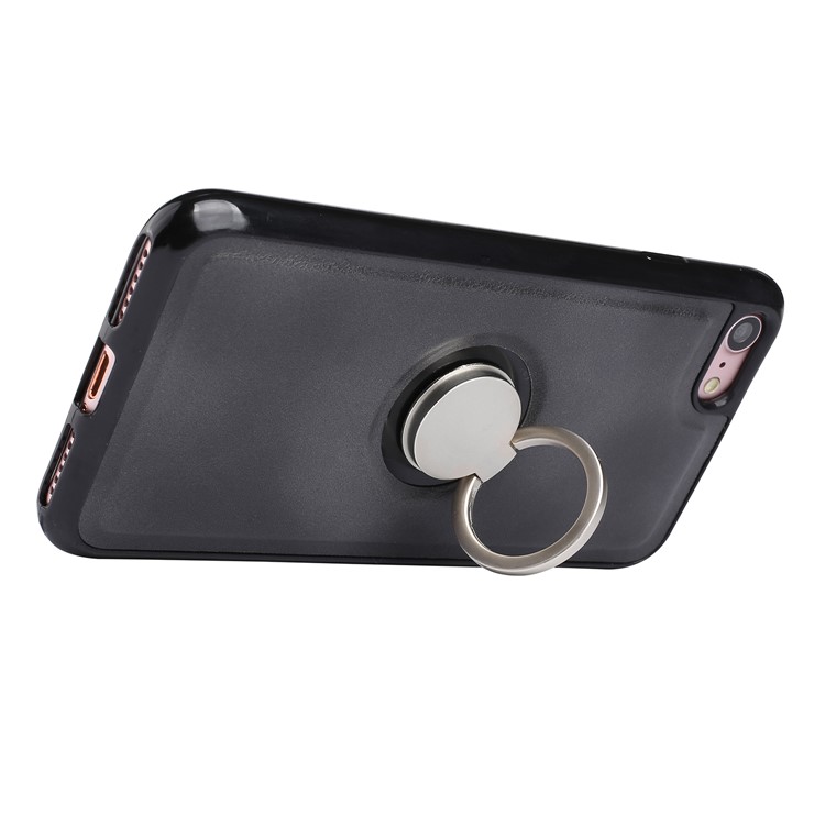 Detachable 2-in-1 Leather Wallet Case + Inner TPU Back Cover with Ring Holder Stand for iPhone 8/7 - Black-4