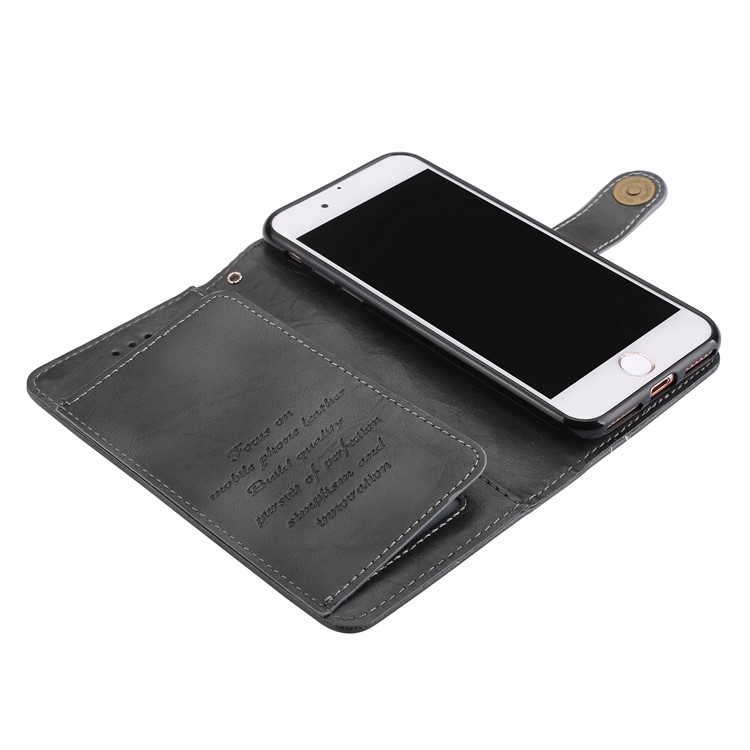 Detachable 2-in-1 Leather Wallet Case + Inner TPU Back Cover with Ring Holder Stand for iPhone 8/7 - Black-7