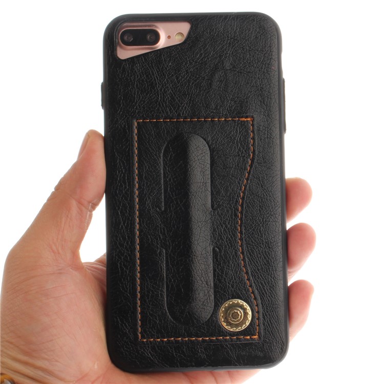 PU Leather Coated TPU Kickstand Card Holder Case for iPhone 8 Plus/7 Plus/6s Plus/6 Plus 5.5 inch - Black-3
