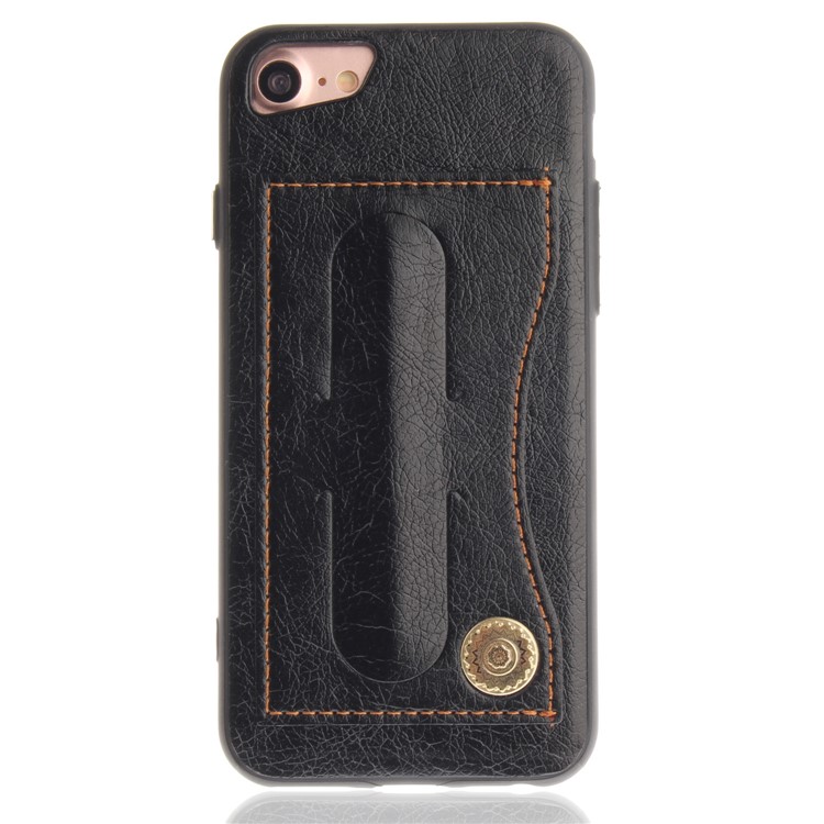 PU Leather Coated TPU Kickstand Card Holder Case for iPhone 8 /7 /6s/6 4.7 inch - Black-2