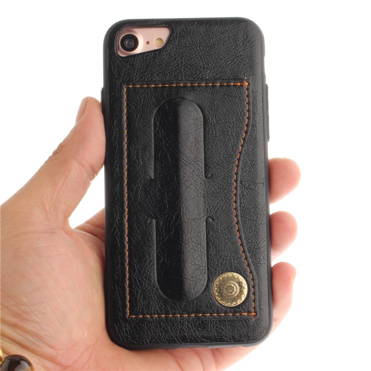PU Leather Coated TPU Kickstand Card Holder Case for iPhone 8 /7 /6s/6 4.7 inch - Black-3