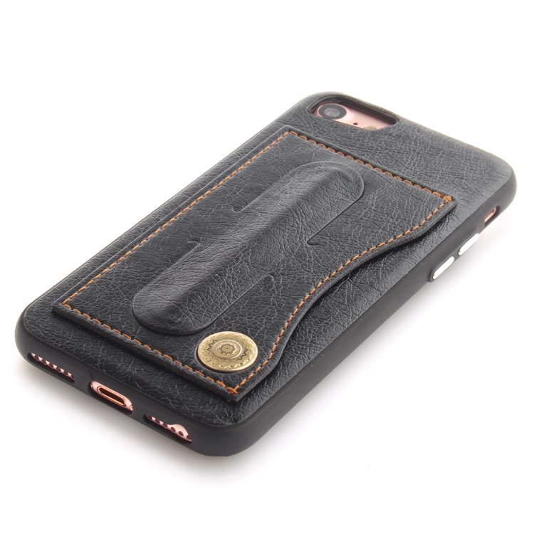 PU Leather Coated TPU Kickstand Card Holder Case for iPhone 8 /7 /6s/6 4.7 inch - Black-4