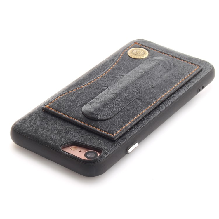 PU Leather Coated TPU Kickstand Card Holder Case for iPhone 8 /7 /6s/6 4.7 inch - Black-5