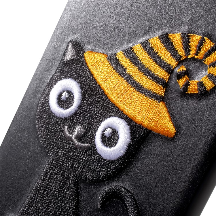 G-CASE Embroidery Leather Coated TPU Mobile Case for iPhone X/10 with Tempered Glass Screen Protector - Cat with Hat-7