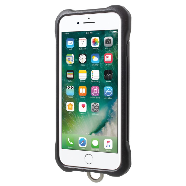 G-CASE Armor Series Carbon Fiber Texture Kickstand PC + Silicone Hybrid Case for iPhone 8 / 7 - Black-2