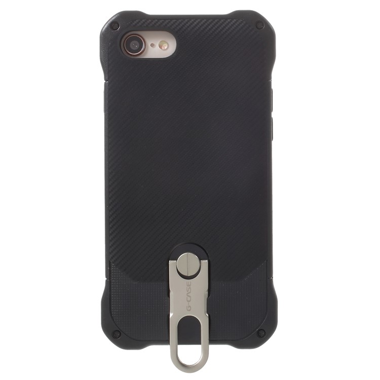 G-CASE Armor Series Carbon Fiber Texture Kickstand PC + Silicone Hybrid Case for iPhone 8 / 7 - Black-3