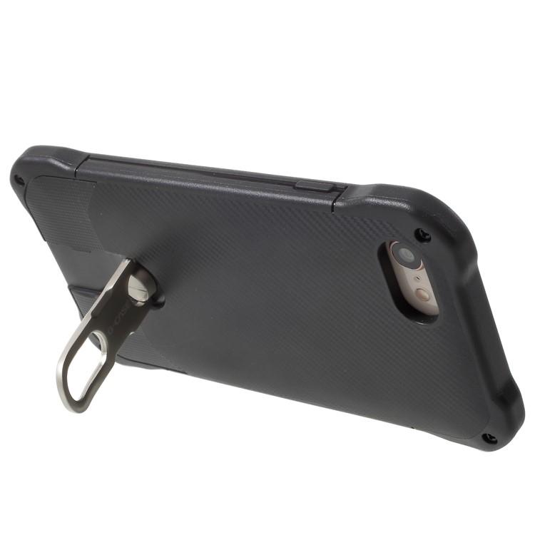 G-CASE Armor Series Carbon Fiber Texture Kickstand PC + Silicone Hybrid Case for iPhone 8 / 7 - Black-5